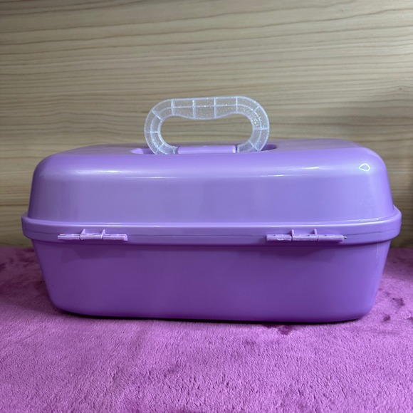 Horizon Group USA Purple Glitter Handle Makeup Case Organizer Storage Box - Picture 5 of 14